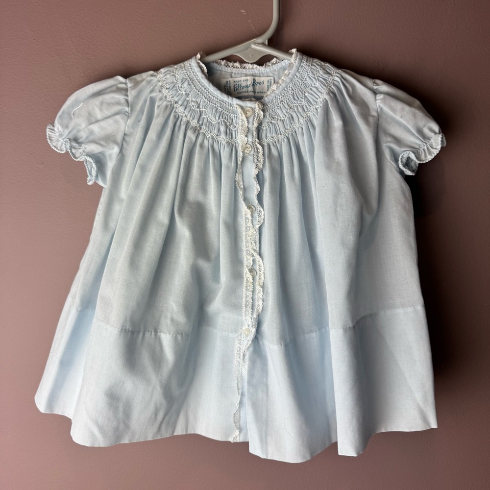 Feltman Bros Smocked Hand Embroidered Blue Dress - Picture 2 of 8